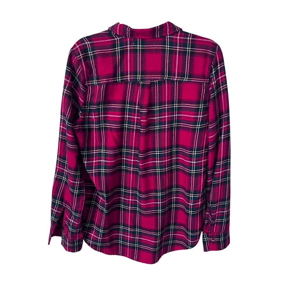 Hollister Womens Red Black Plaid Boyfriend Fit Flannel Button Down Shirt Small - Picture 6 of 9